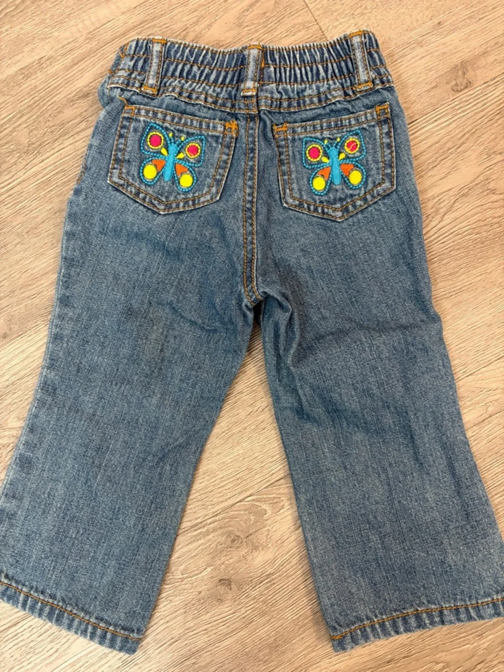 Carter's infant Denim Jeans with butterfly embroidered Stitch Accents Size 18 mo